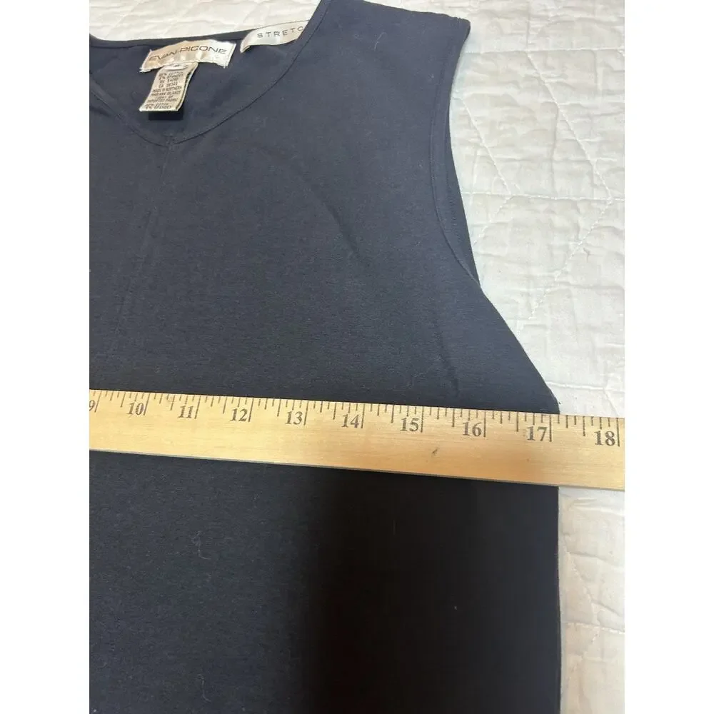 Evan-Picone Black Sleeveless Women's cotton Spandex tank top V-Neck Sz S vintage - Picture 2 of 5